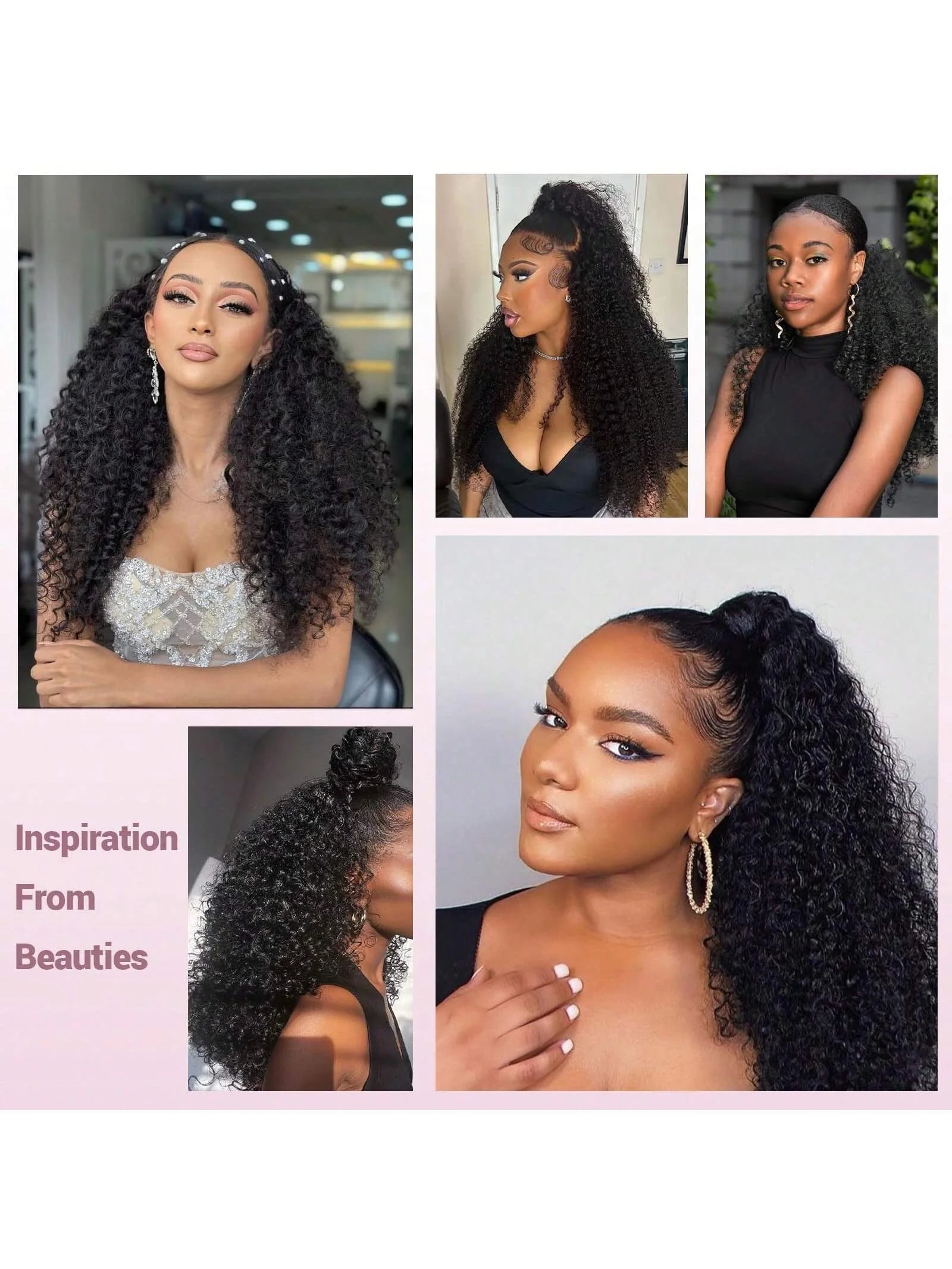 Extensions de Cheveux Synthétiques Frisés Kinky Afro Fluffy en Queue de Cheval avec Cordon de Serrage pour Femmes, 45 cm