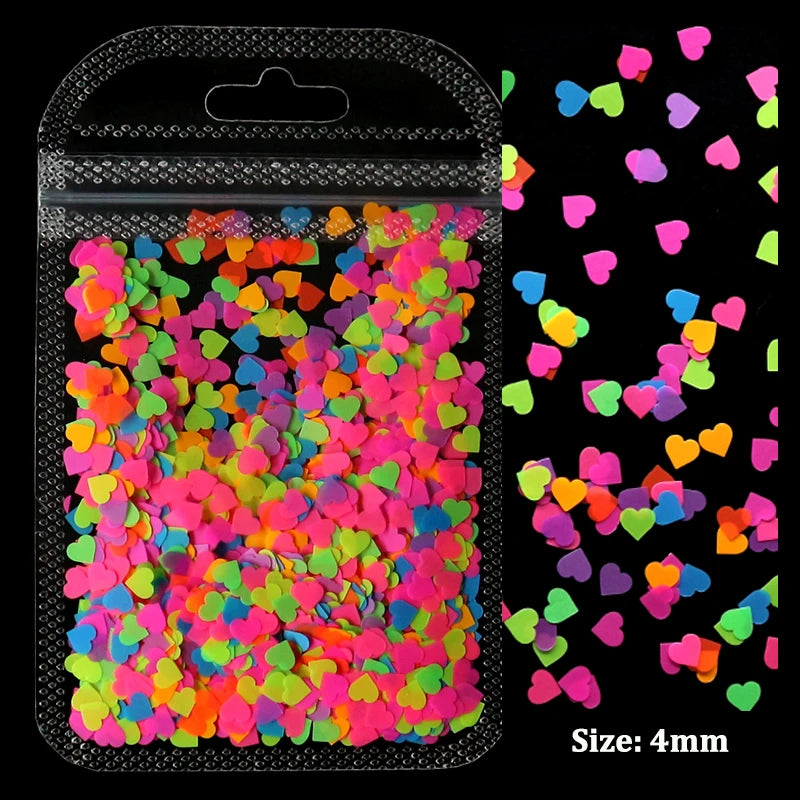 2g Holographic Nail Art Glitter Shiny Sweet Love Red Heart Flakes Sequins 3D Nail Paillette Manicure Valentine's Day Decorations