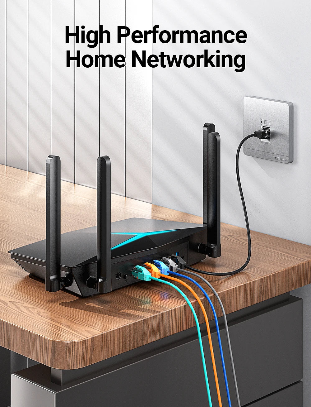AMPCOM Ethernet Cable, Ultra Thin Cat6 RJ45 Lan Cable UTP RJ 45 Networking Cables Patch Cord for Desktop Computers Modem Router