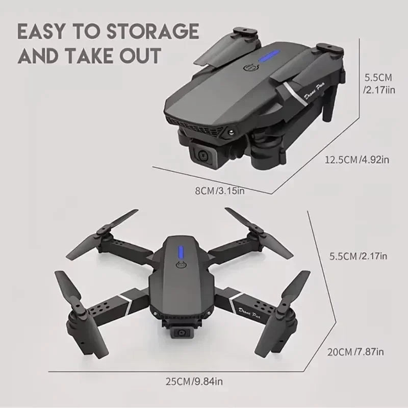 E88Pro RC Drone 4K Professinal With 3 Battery 1080P Wide Angle HD Camera Foldable Helicopter WIFI FPV Height Hold Gift Toy