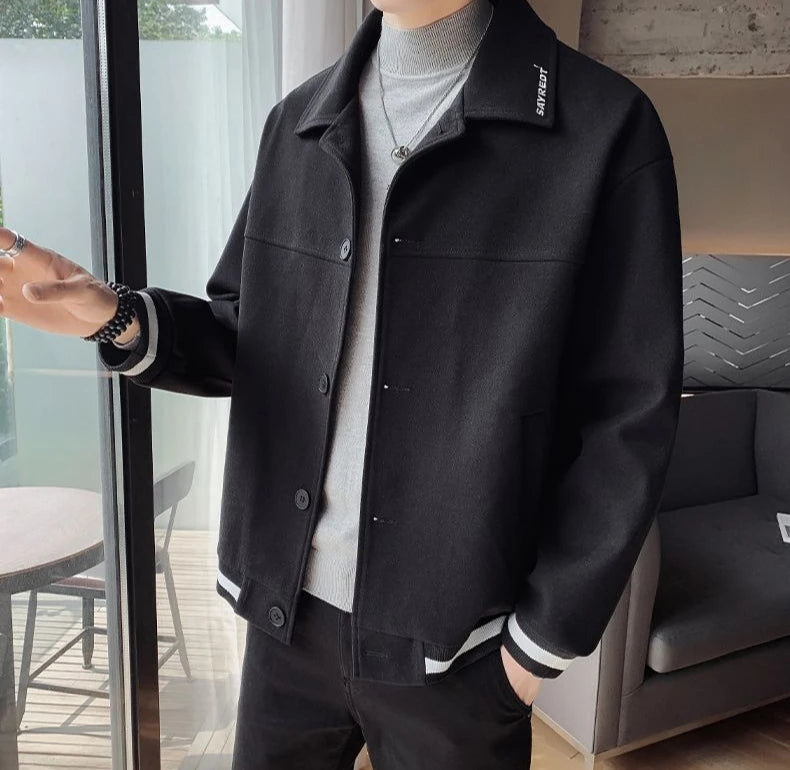 Men's Jackets Spring Autumn Short Slim Fit Male Wool & Blends Coats Cheap Clothes Offer Stylish Vintage Clothing Fashion
