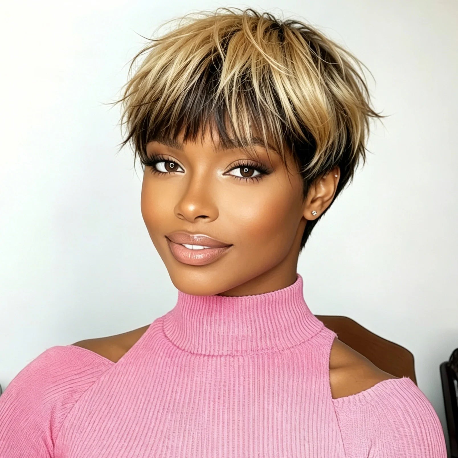 Pixie Cut Parykk Ekte Hår Kort Pixie Cut Parykker for Kvinner til Daglig Bruk Helmaskinsydd Parykk for Kvinner