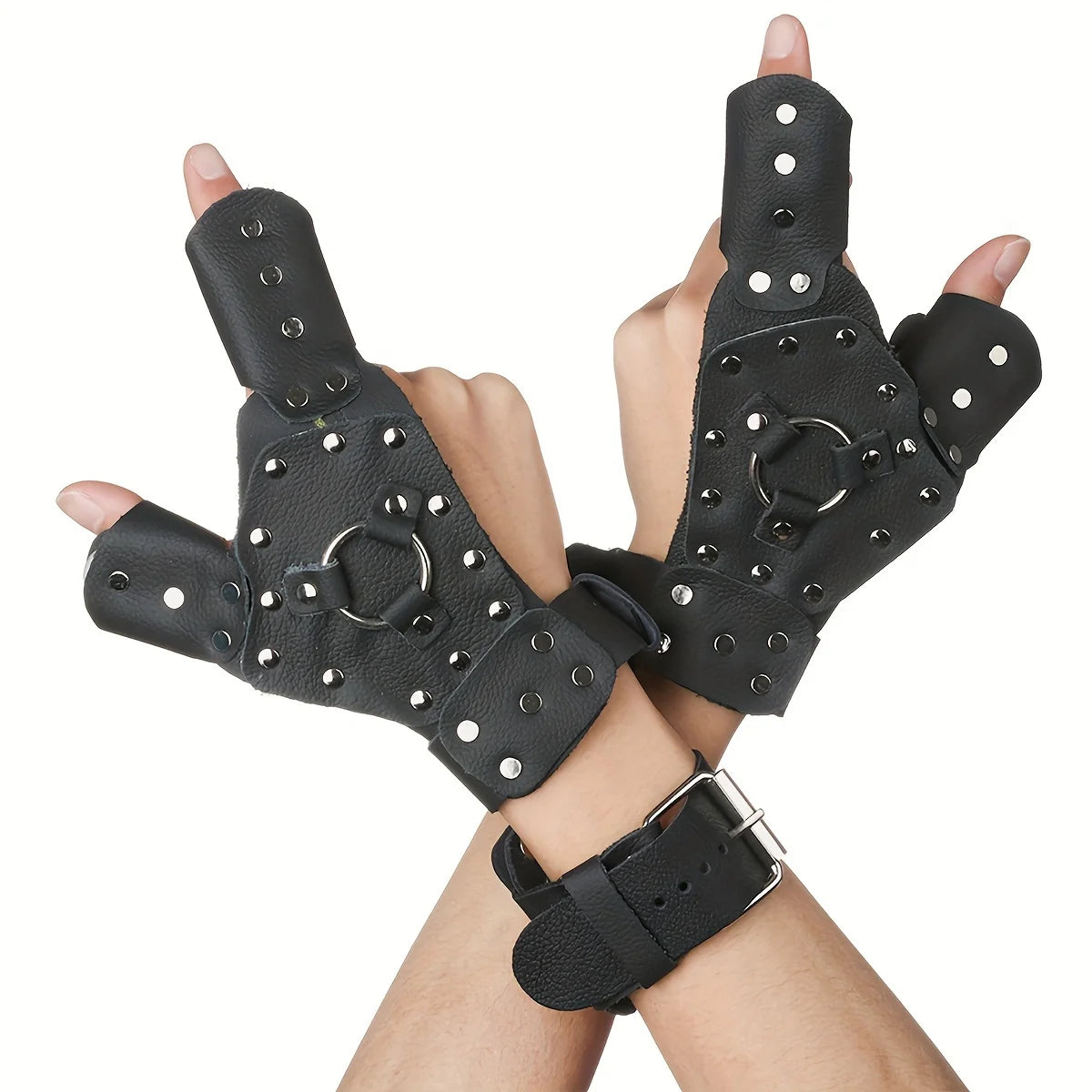Outdoor sports protective gloves: slingshot/archery/darts/fishing rivets, leather gloves, black fixed wrist sleeves