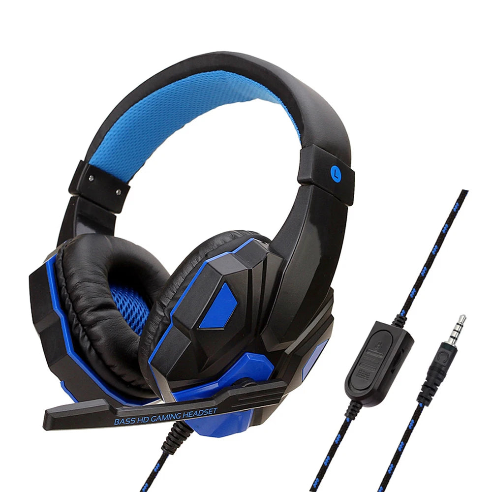 New Gaming Headphones Headset With LED Light Deep Bass Stereo Wired Gamer Earphone Mic for PS4 Xbox PC Laptop Phone One Switch