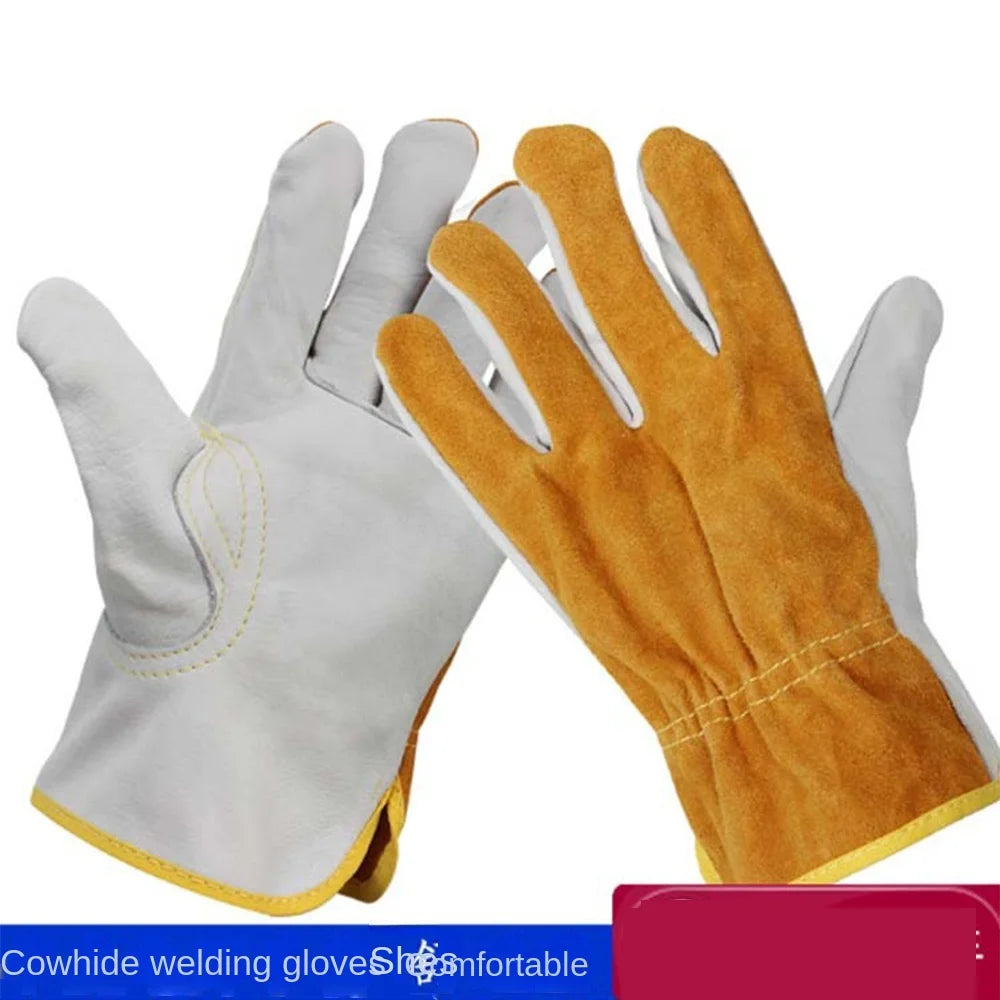 1 Pair Security Protection Welding Gloves Soft Leather Labor Protection Leather Work Gloves Durable Safety Welder Gloves