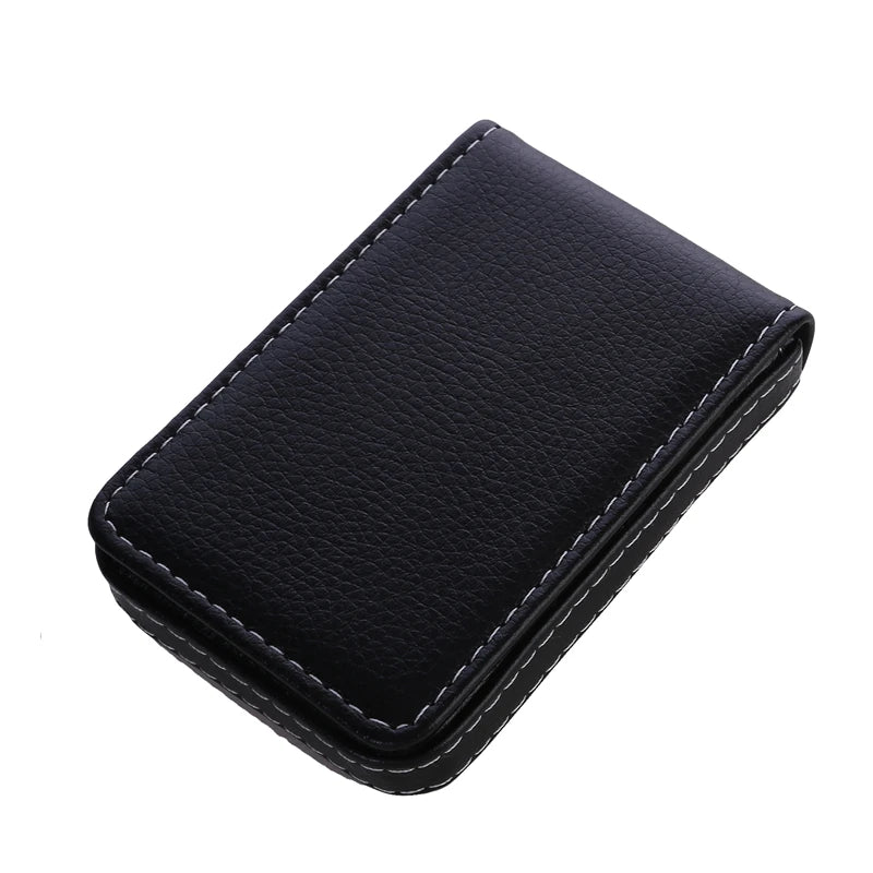 Business Card Holder, Vertical Version PU Leather Business Card Case Pocket Business Name Card Holder With Magnetic Shut