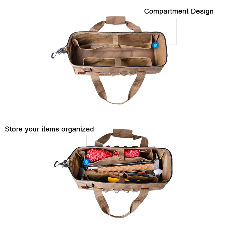 Bolsa de herramientas para camping, gran capacidad, boca ancha, bolsa de almacenamiento, bolsa de equipo resistente al agua