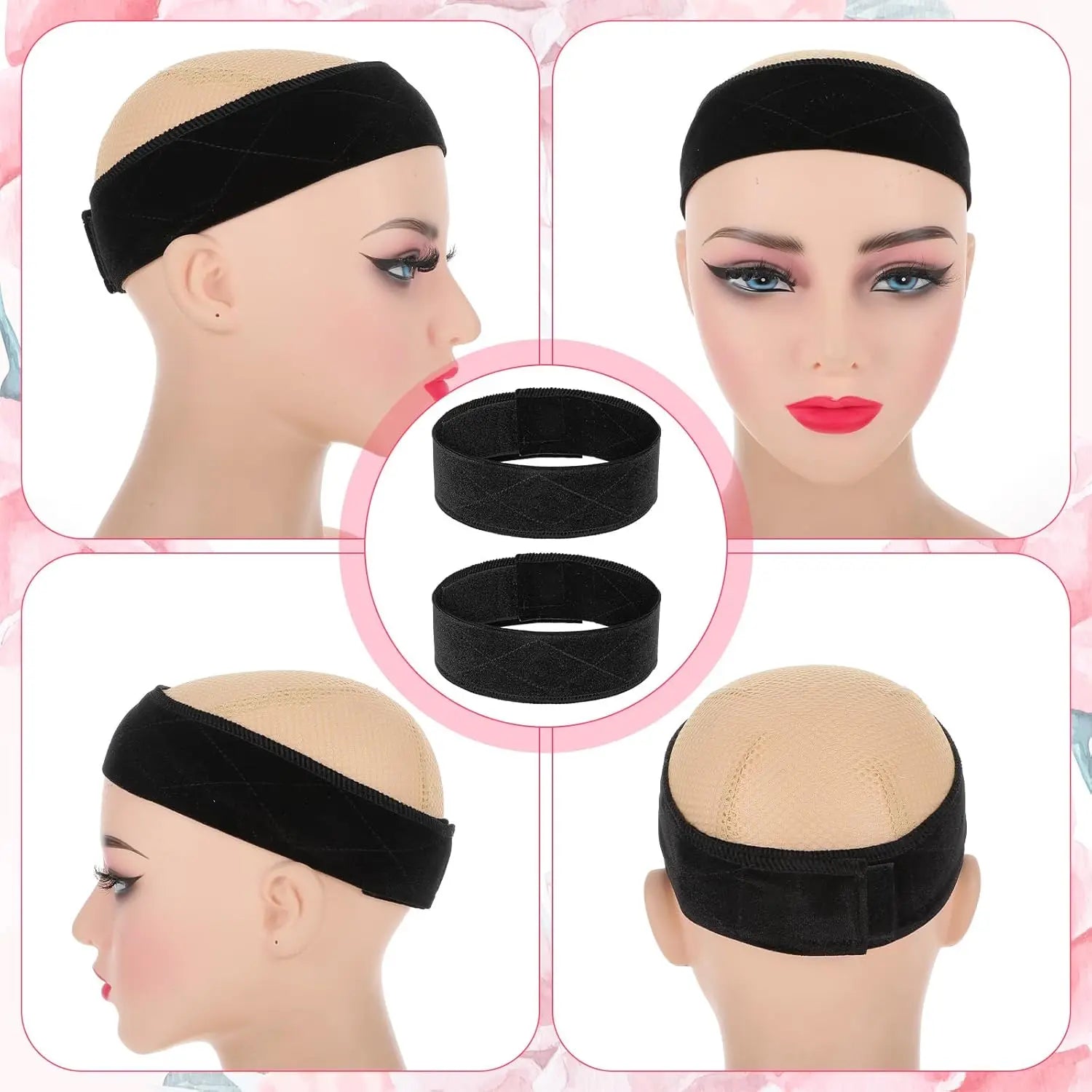 Wig Grip Bands and Dome Mesh Wig Caps for Keeping Wigs in Place Stocking Wig Caps for Women Christmas&Winter Gifts