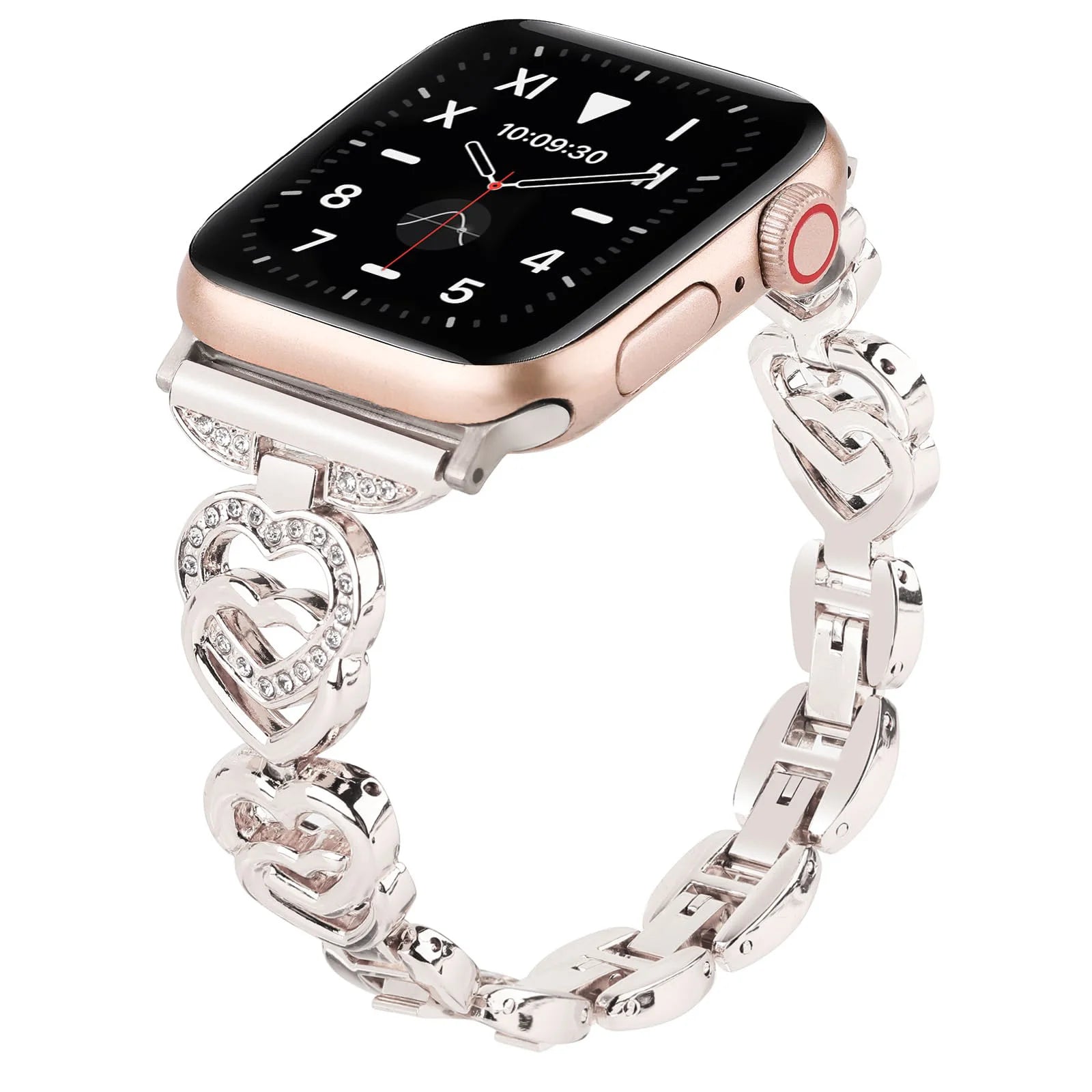 Diamond Heart Strap for Apple Watch band 40mm 44mm 38mm 45mm 41mm 49mm 42mm Metal Bracelet iWatch series se 7 6 3 5 Ultra 2 8 9