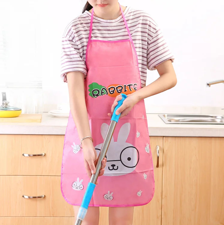 Women Cartoon Fruits Waterproof PVC Apron Kitchen Restaurant Cooking Bib Aprons