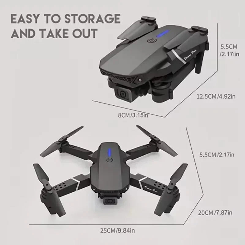 E88Pro RC Drone 4K Professinal With 3 Battery 1080P Wide Angle HD Camera Foldable Helicopter WIFI FPV Height Hold Gift Toy