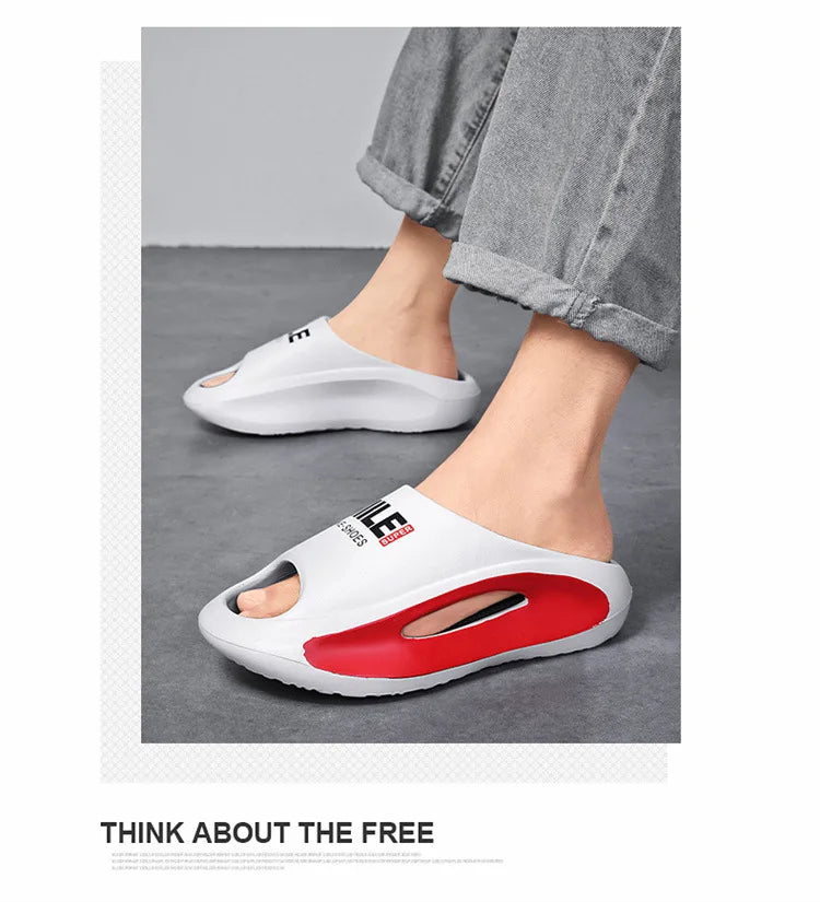 Men Slippers New Slides with a Sense High Aesthetic Value External Wear Anti Slip Thick Bottom, Beach Cool Slippers for Men