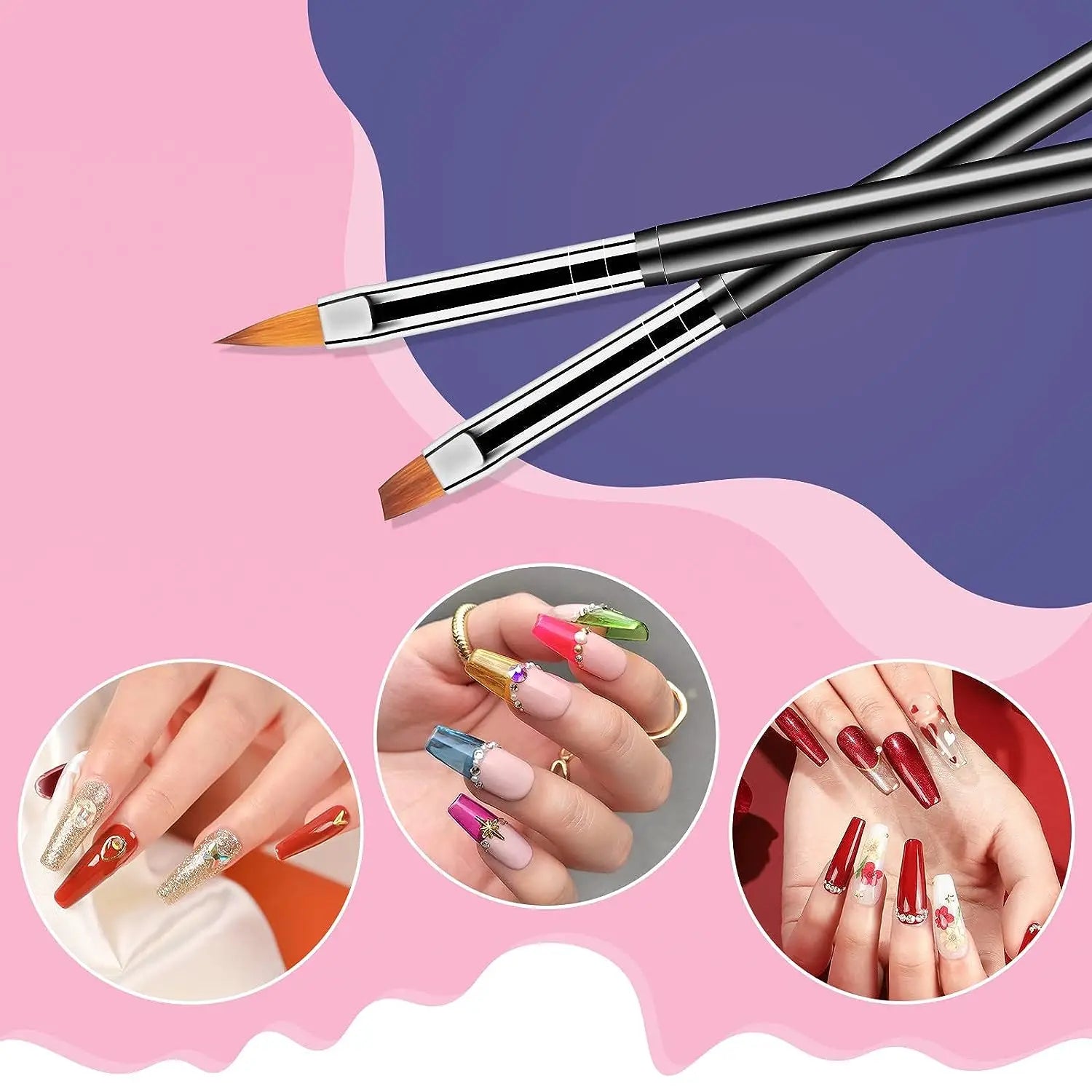 6/31Pcs Nail Art Brush Design Tip Painting Drawing Carving Dotting Pen FlatFan Liner Acrylic Gel UV Polish Manicure Tools