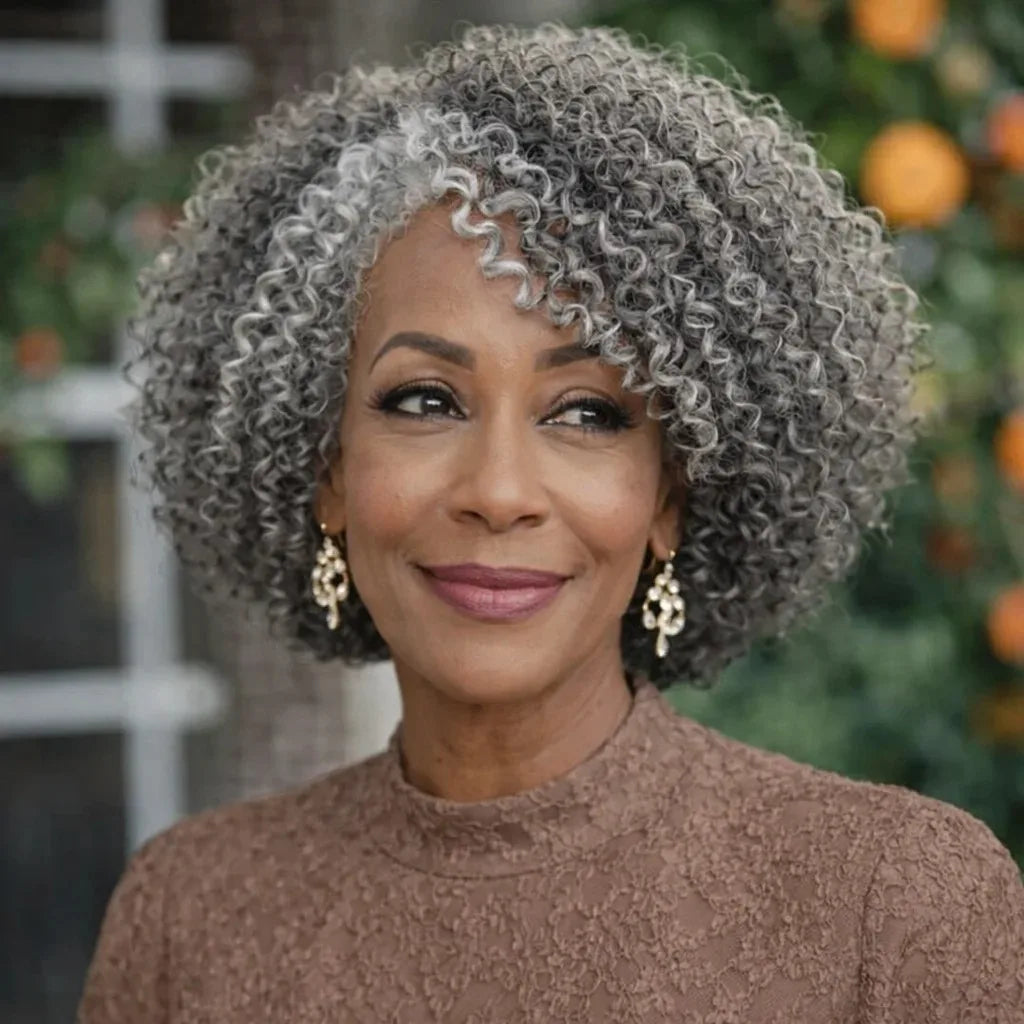 Salt & Pepper Short Curly Wig