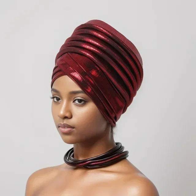 Gorro turbante africano para mujer, envolturas de cabeza nigerianas, pañuelo automático Gele ya hecho, tocado musulmán, tocado para fiesta