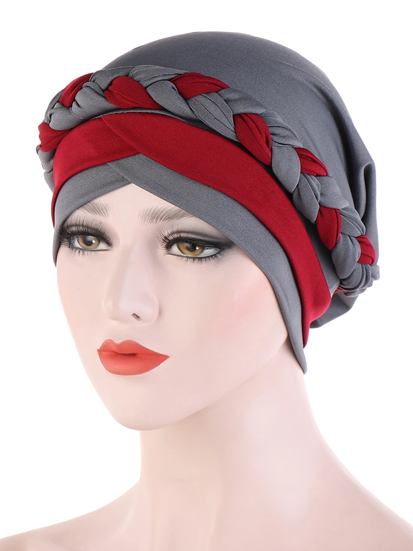 Gorro turbante hijab trenzado con bloques de color para mujer, pañuelo africano para la cabeza, gorro para quimioterapia de cáncer, gorros para la cabeza de mujer