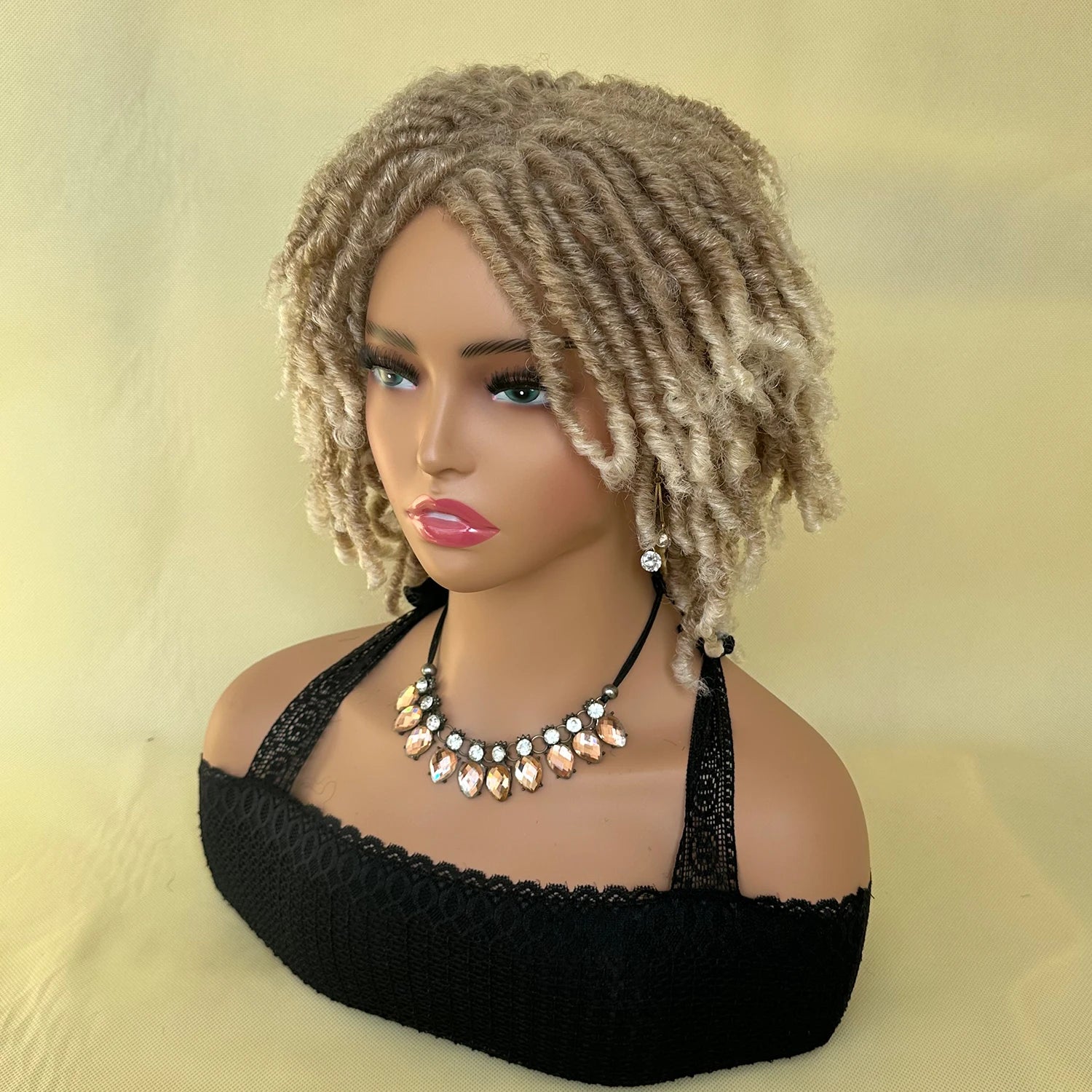Short Synthetic Dreadlock Wig Afro Crochet Twist Hair Wigs For Black Women Curly Naturel Soft Faux Locs Wig