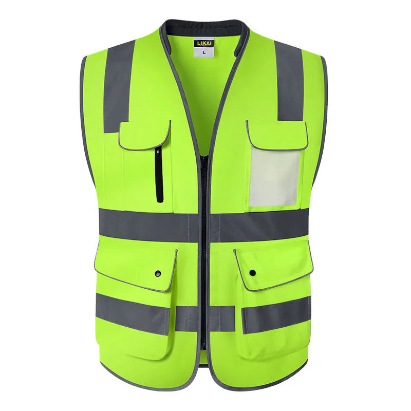 Road Work Vest for Man With Pockets Hi Vis Vest Outdoor Construction Protective Workwear Work Wear Vest