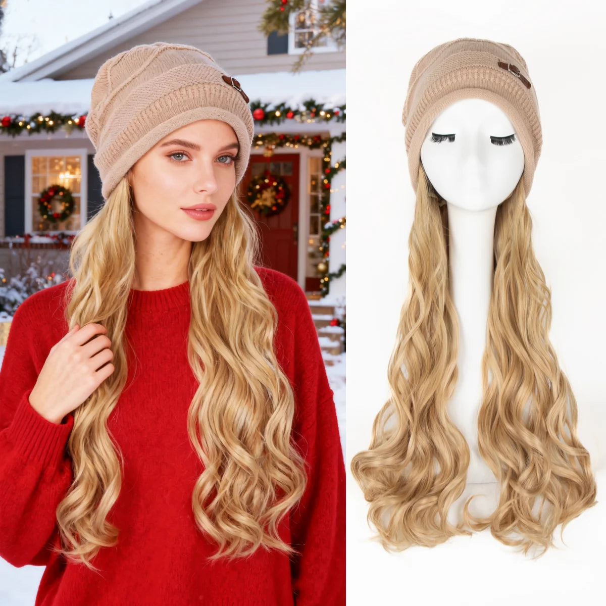 Plush Beanie Hat Wig