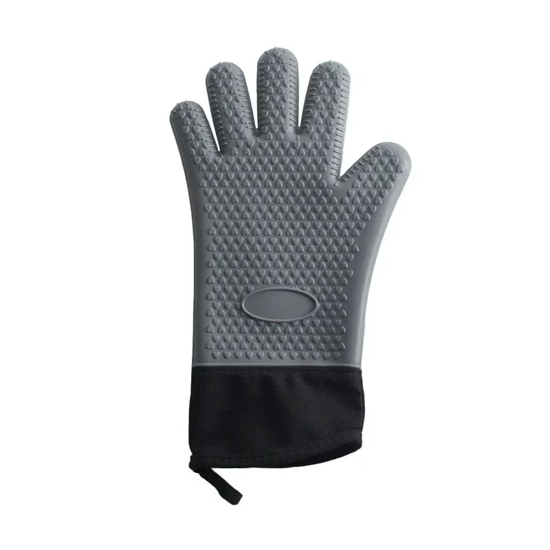 Heat Resistant Oven Gloves for Microwave, Flexible Double Layer Baking Gloves with Silicone and Cotton Kitchen Mitts