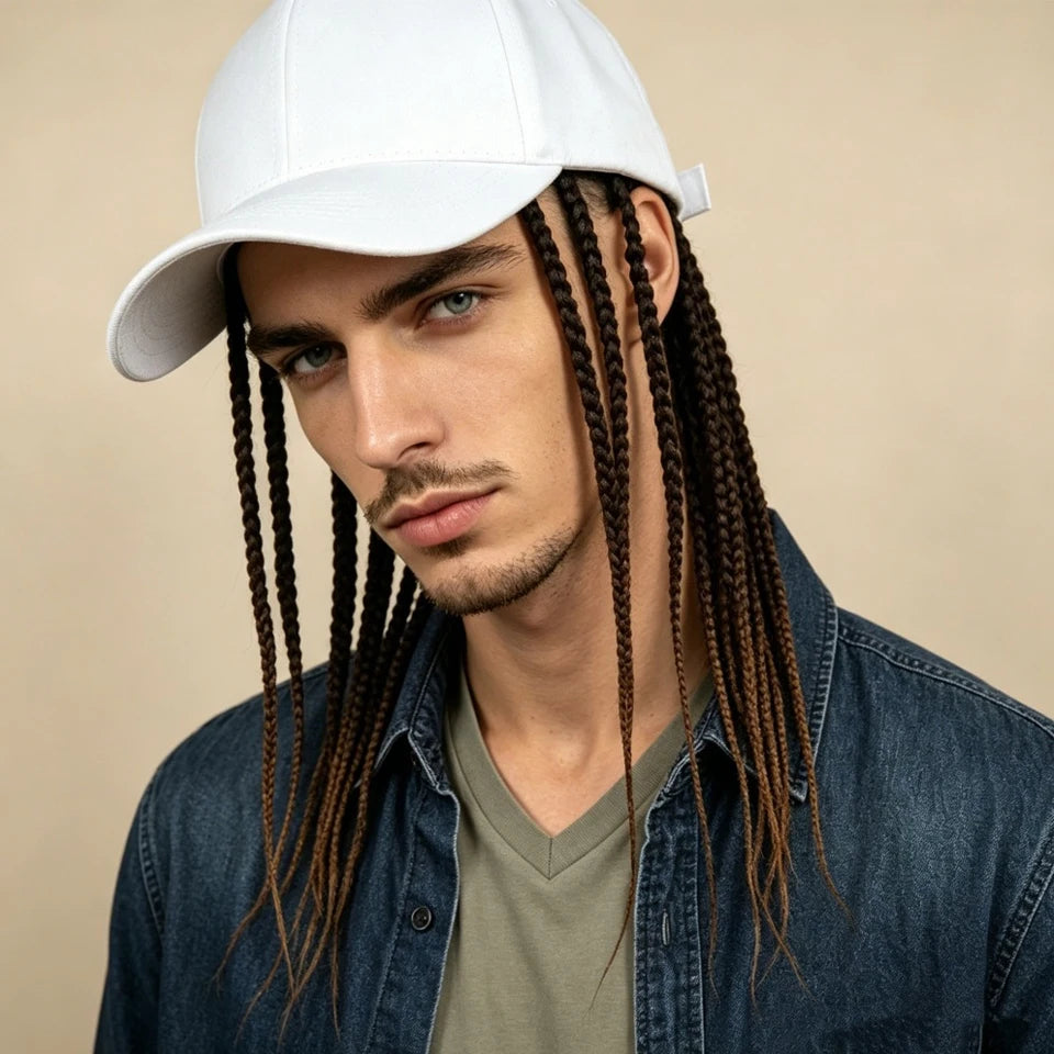 Synthetic Hat Hair Extensions Sets African Dreadlocks Wig Hat Fashion Summer Hip Hop Synthetic Braid Wig Peaked Cap For Men Wome