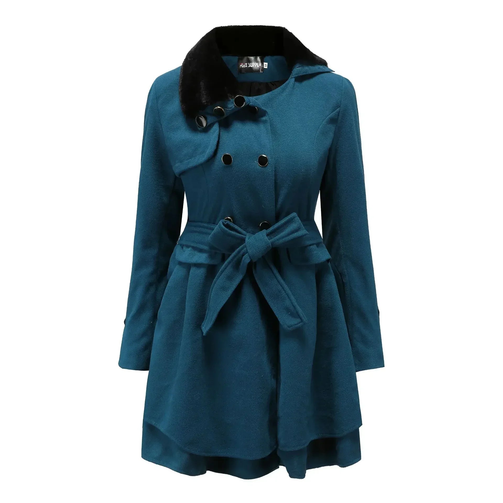 Belted Double-Breasted Fleece Coat