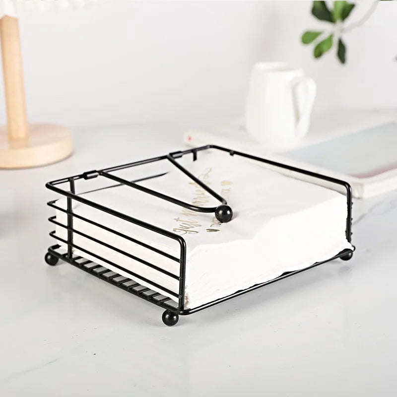 Napkin Holder, Suitable for Kitchen, Restaurant, and Outdoor Use, Matches Various Dining Room Decor Styles, Black,Gold