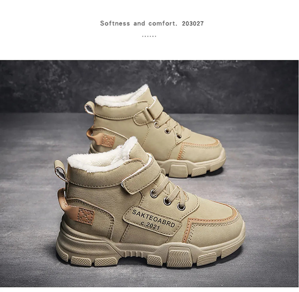 Winter Snow Boots For Children rend Fashion Plush Cotton Shoes Thick Warm Teenager Faux Fur Boots For Kids