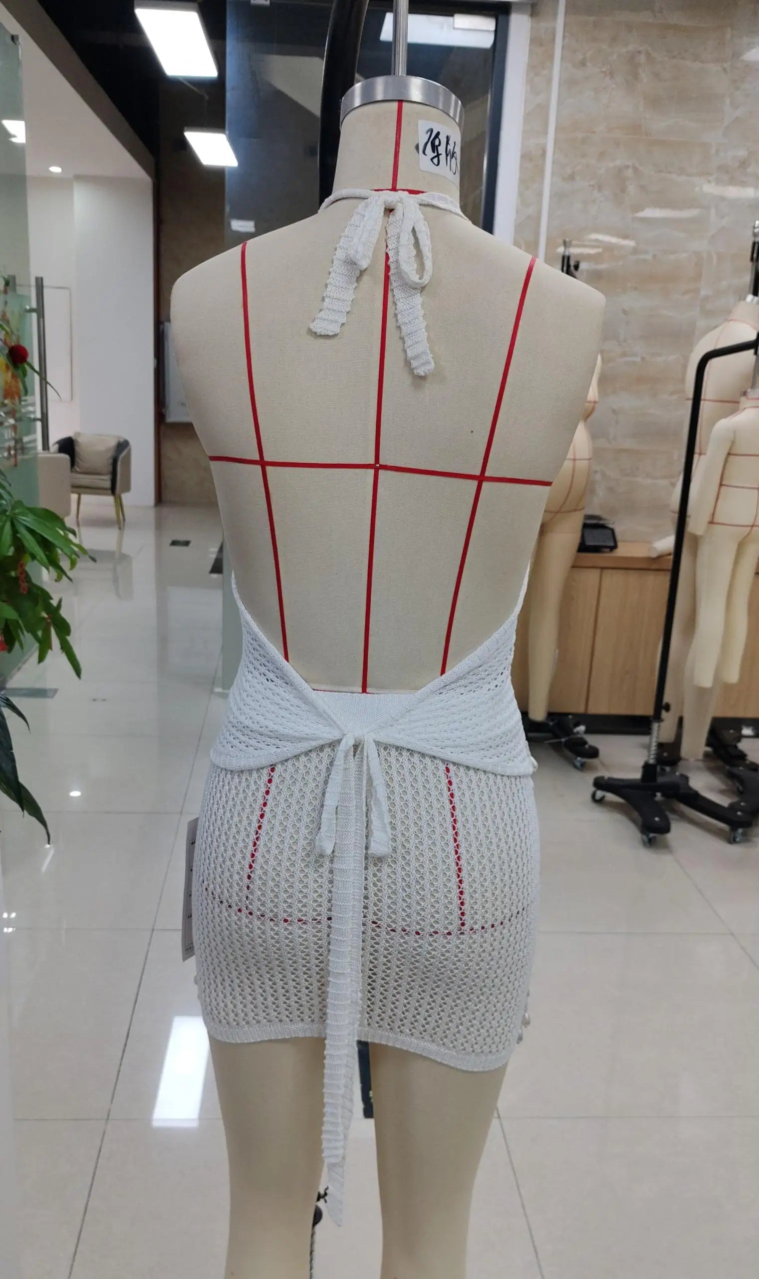 hirigin Women's Knit Skirt Set for Summer Stylish Solid Hollow Out Tie Back Backless Halter Tops with Mini Skirt 2 Pcs Set