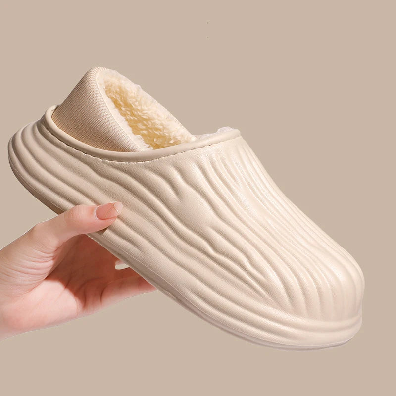 Chaussons d'hiver en coton pour femmes, chauds, antidérapants, semelles épaisses, souples et imperméables, chaussures de maison en peluche pour hommes et couples, pantoufles d'extérieur