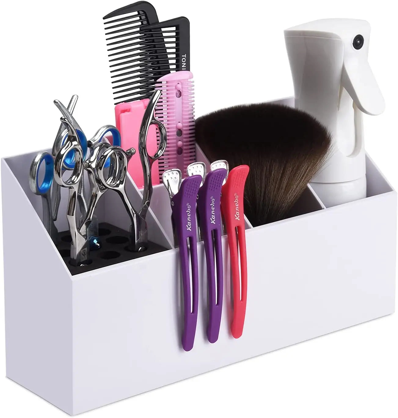 Caja de almacenamiento de herramientas para peluquería, multifunción, para peines, pinzas, botellas, soporte para tijeras de peluquería, organizador de herramientas de barbero