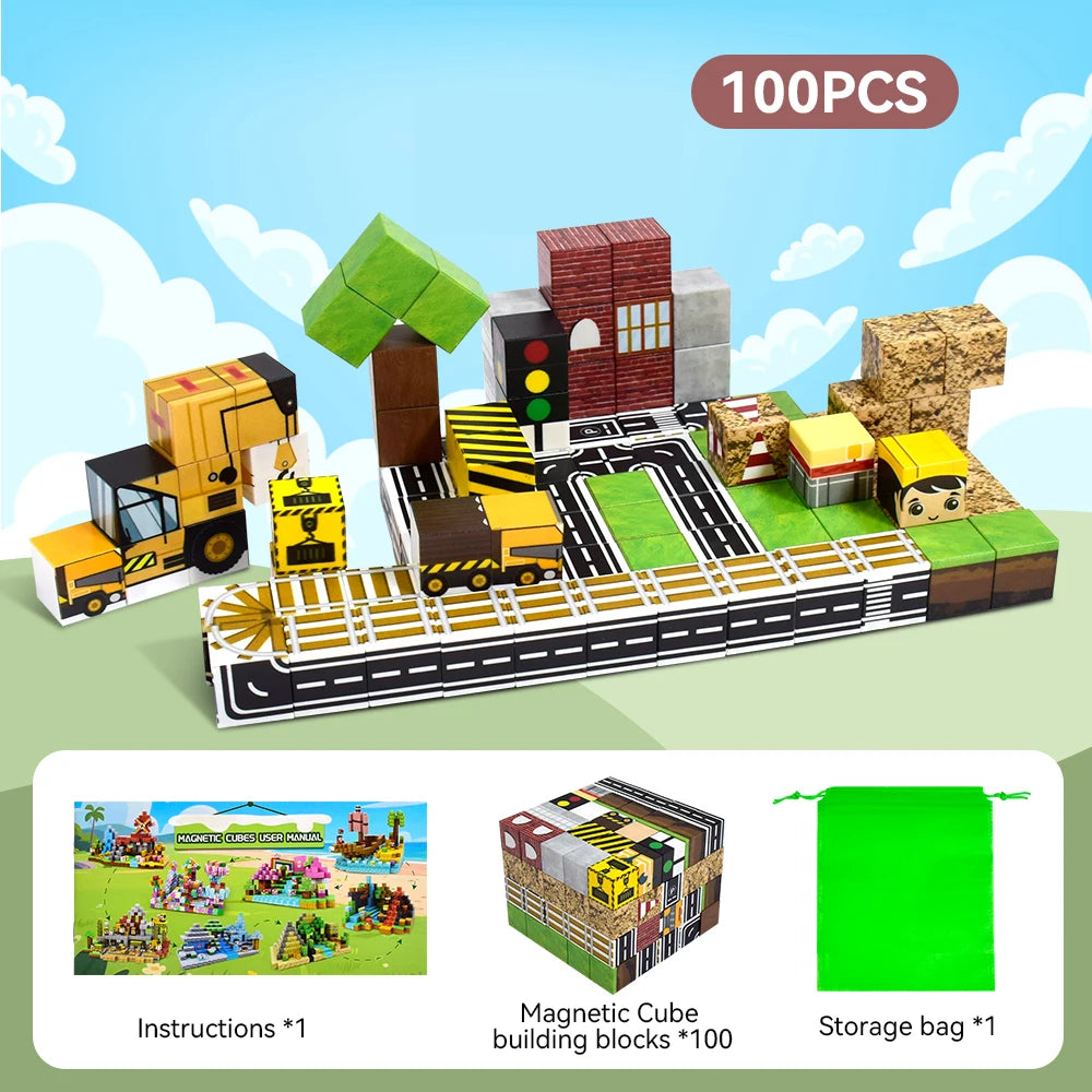 Magnetic Blocks-Magnetic Building Blocks,STEM Educational Magnet Toy Magnet Cubes Toys Stacking Learning Toys for Boys Girls