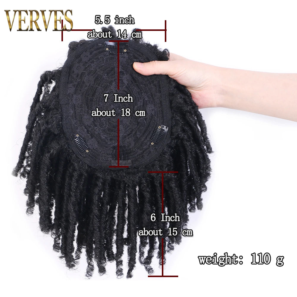 VERVES Dreadlocks Synthétiques Noirs Perruque Dreadlocks Demi-Clip Topper Tresses au Crochet 6 Pouces Courtes Perruque Femme Gris Marron