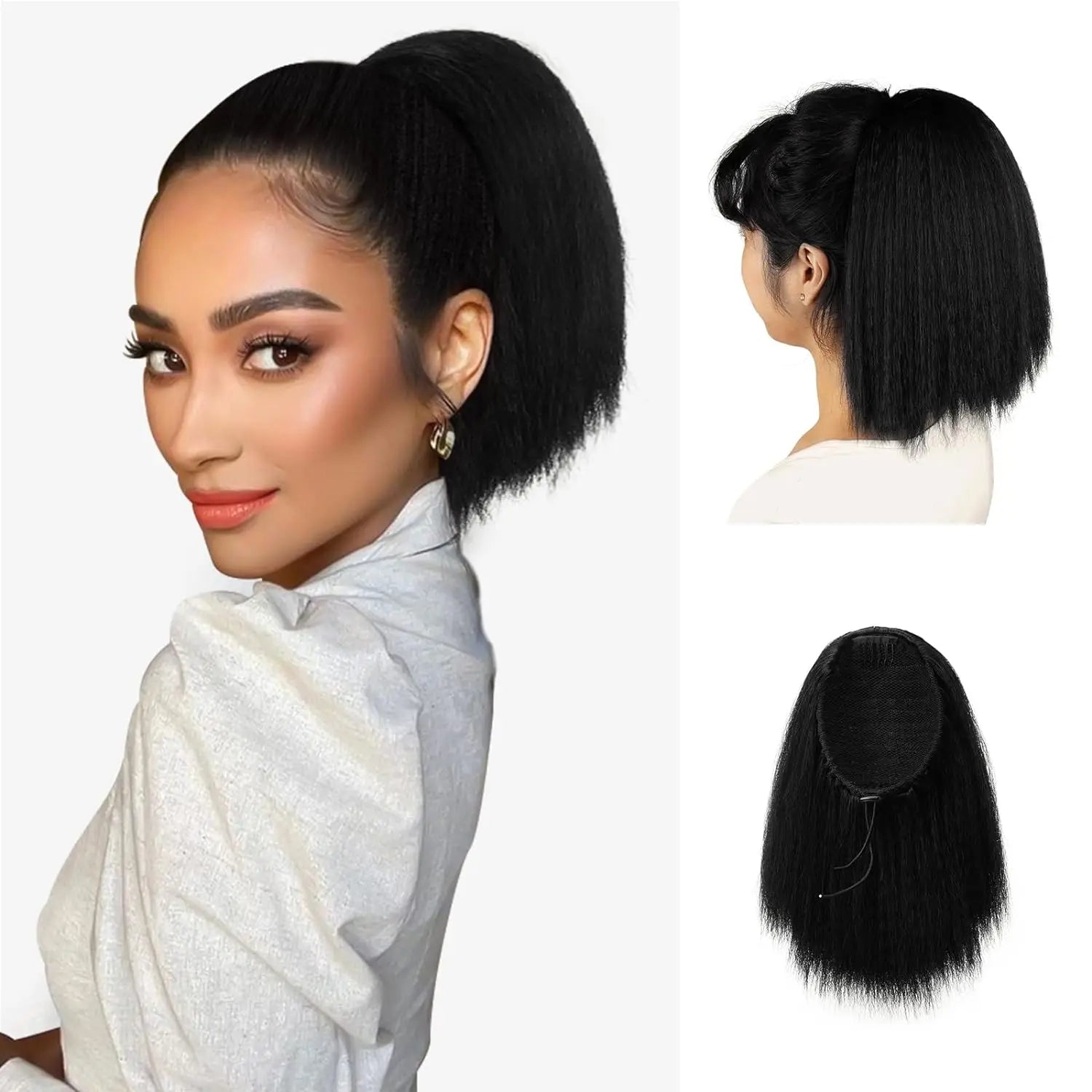 8 inches Africa kinky curly yaky texture synthetic drawstring ponytail for women