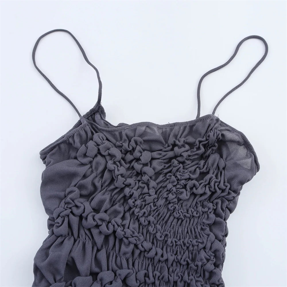 New women's clothing casual elegant European and American style design sense simple pleated decoration asymmetric dress