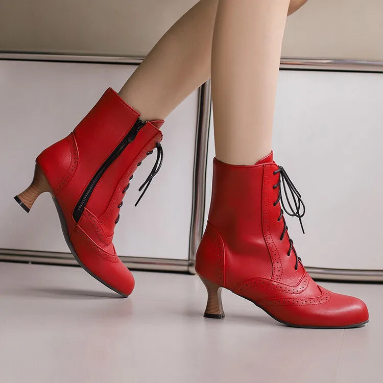 New Fashion Boots for Women High Quality Leather Women's Short Boots Daily Women High Heels Lightweight Womens Shoes Botas Mujer