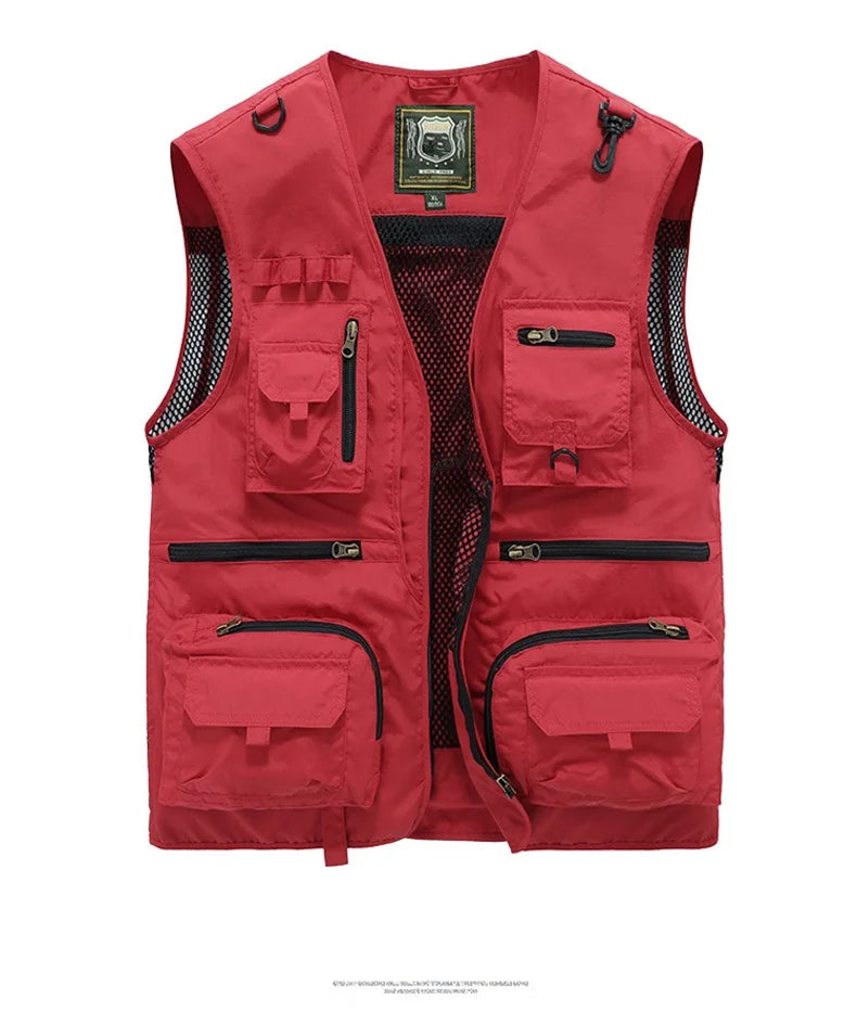 Outdoor Leisure Vest Men's New Multi-Pocket Breathable Outdoor Sports Coat High-Quality Design Leisure Vest Men Work Vest