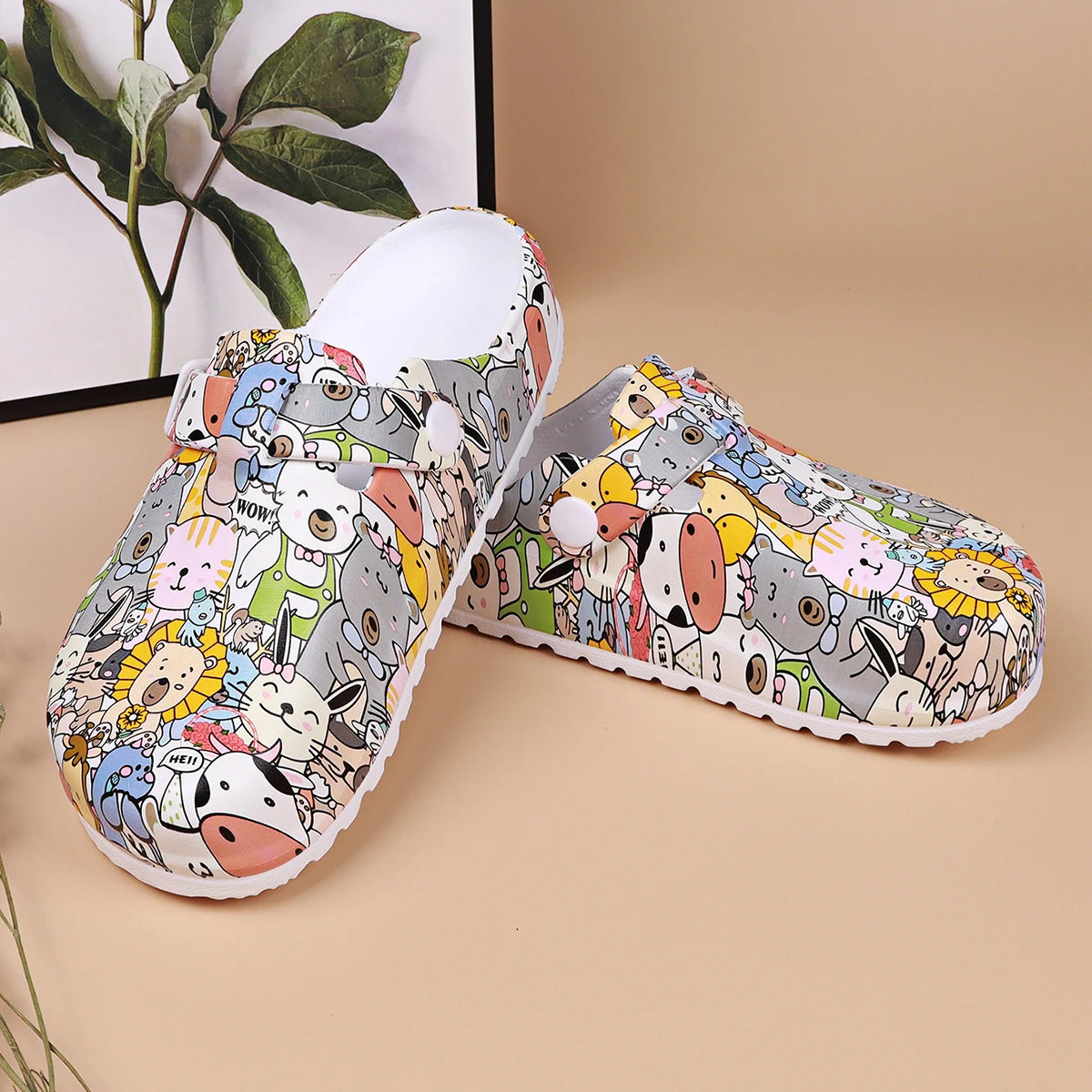 Women's Animal Print Soft Sole Clogs, Comfortable EVA Upper and Cushioned Sole, Lightweight and Breathable, Four Seasons Casual