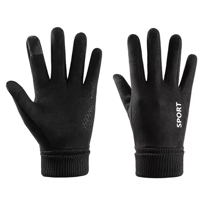 Men Winter Gloves Outdoor Sports Cycling Running Motorcycle Ski Touch Screen Fleece Gloves Non-slip Waterproof Warm Full Fingers
