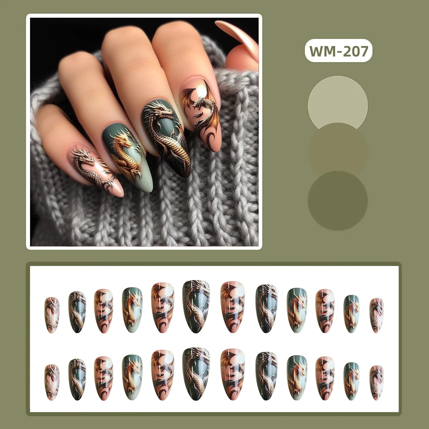 Dragon Gradient Stiletto Press-On Negler (24 stk)