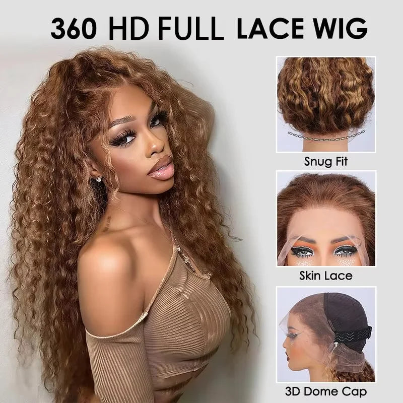 Drawstring 360 Deep Wave Ombre Wig
