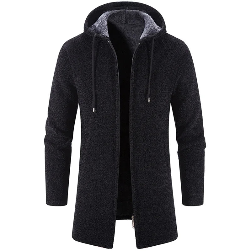 New Mens Long Sleeve Hooded Sweater for Men Zipper Sweatshirts Oversize Streetwear Warm Solid Color Autumn Jacket Hoodie Men ﻿