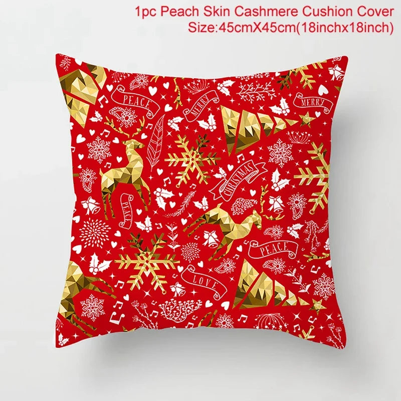 Merry Christmas Cushion Cover Christmas Decorations for Home 2021 Cristmas Ornament Noel Xmas Decor Navidad Happy New Year Gifts