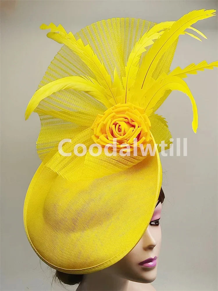 Flower Fascinators Hats Party Wedding Women Pillbox Cap Elegant Ladies Church Occasion Race Millinery Cap With Net Hair Access