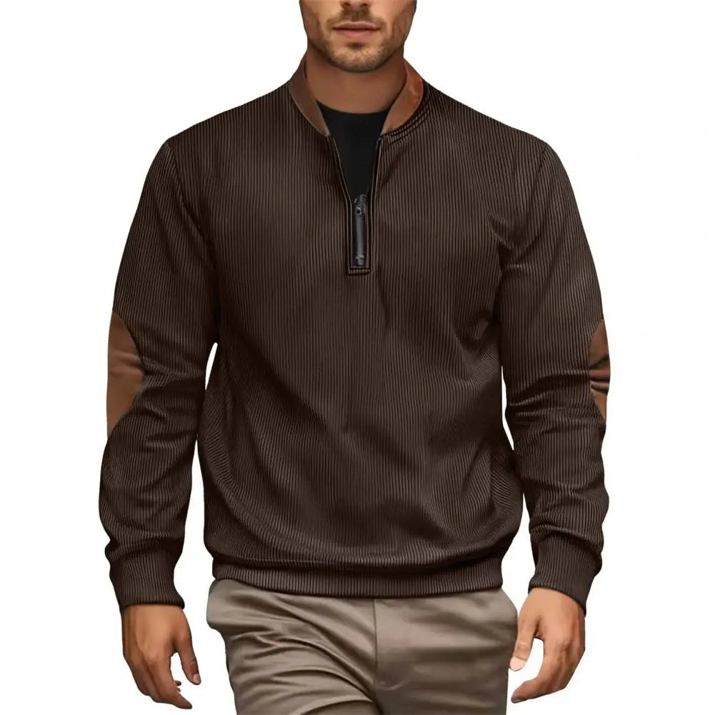 Men Sweatshirt Autumn Half-zip Men's Stand-up Collar Casual Loose Pullover Jacket