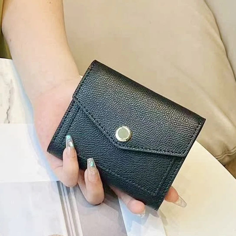 Cartera corta de lujo de diseñador para mujer, de cuero genuino, monedero de marca de moda con iniciales personalizadas, tarjetero de piel de vaca para señora