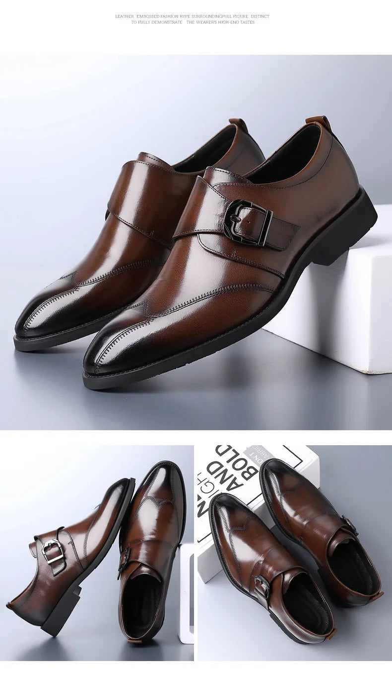 Zapatos de vestir de negocios para hombre con cierre, zapatos de cuero formales para hombre, calzado Oxford, mocasines Oxford de cuero de alta calidad para hombre
