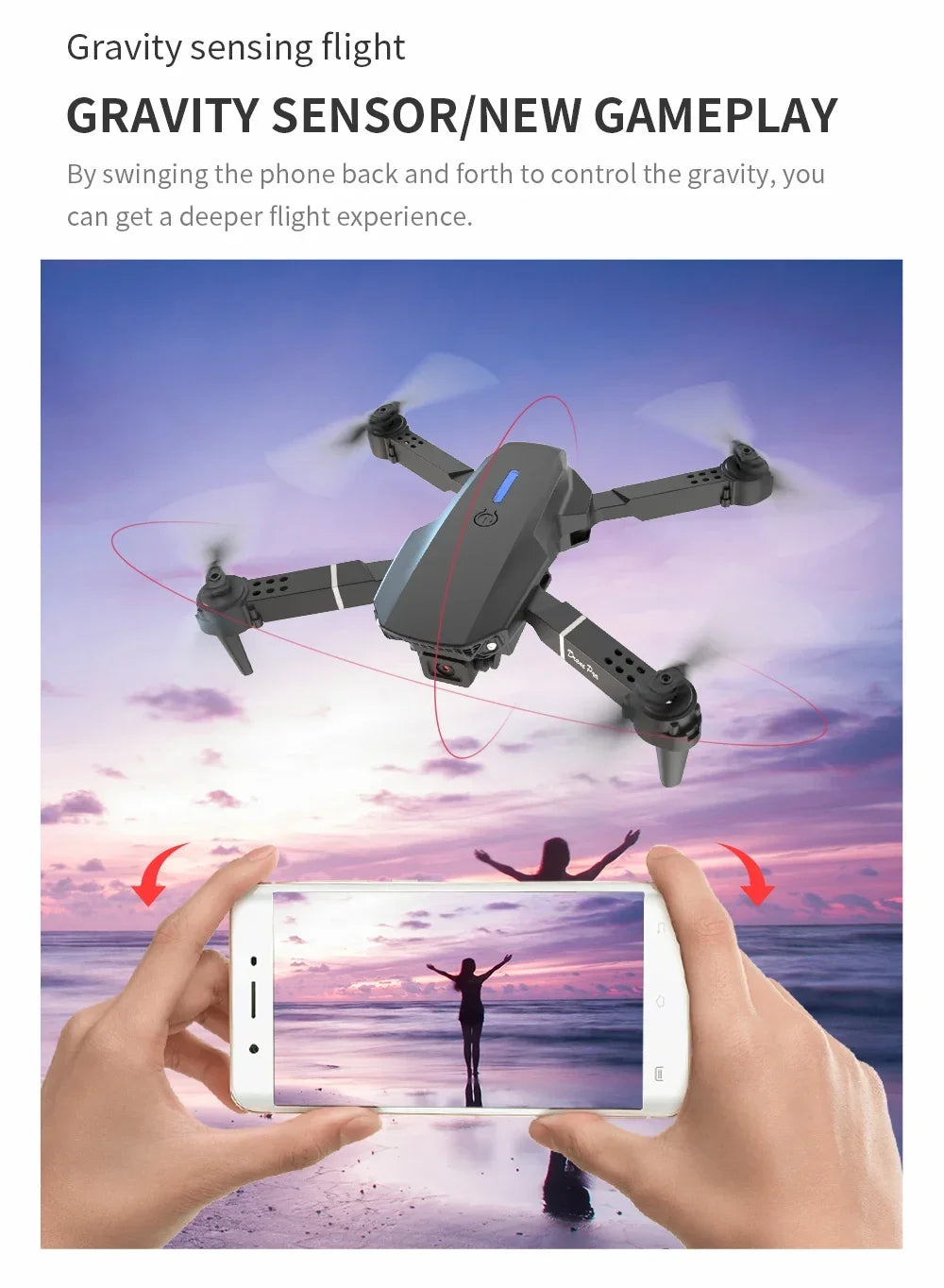 Dron profesional mini de control remoto E88 4K HD con cámara aérea WiFi FPV, cuadricóptero plegable, helicóptero RC, juguete para niños, regalo