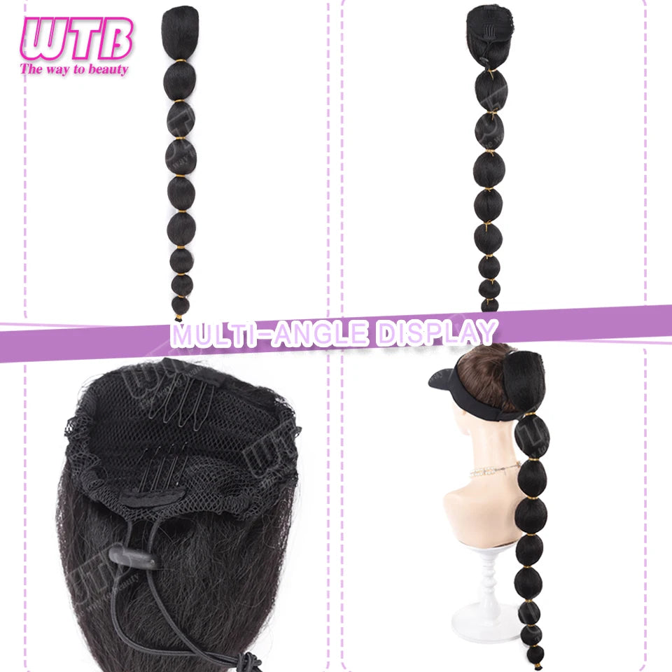 Bubble Ponytail Wig Synthetic Wig Drawstring Style Lantern Braid Wig Suitable for Beginner Women's Everyday Wear Holiday Wear