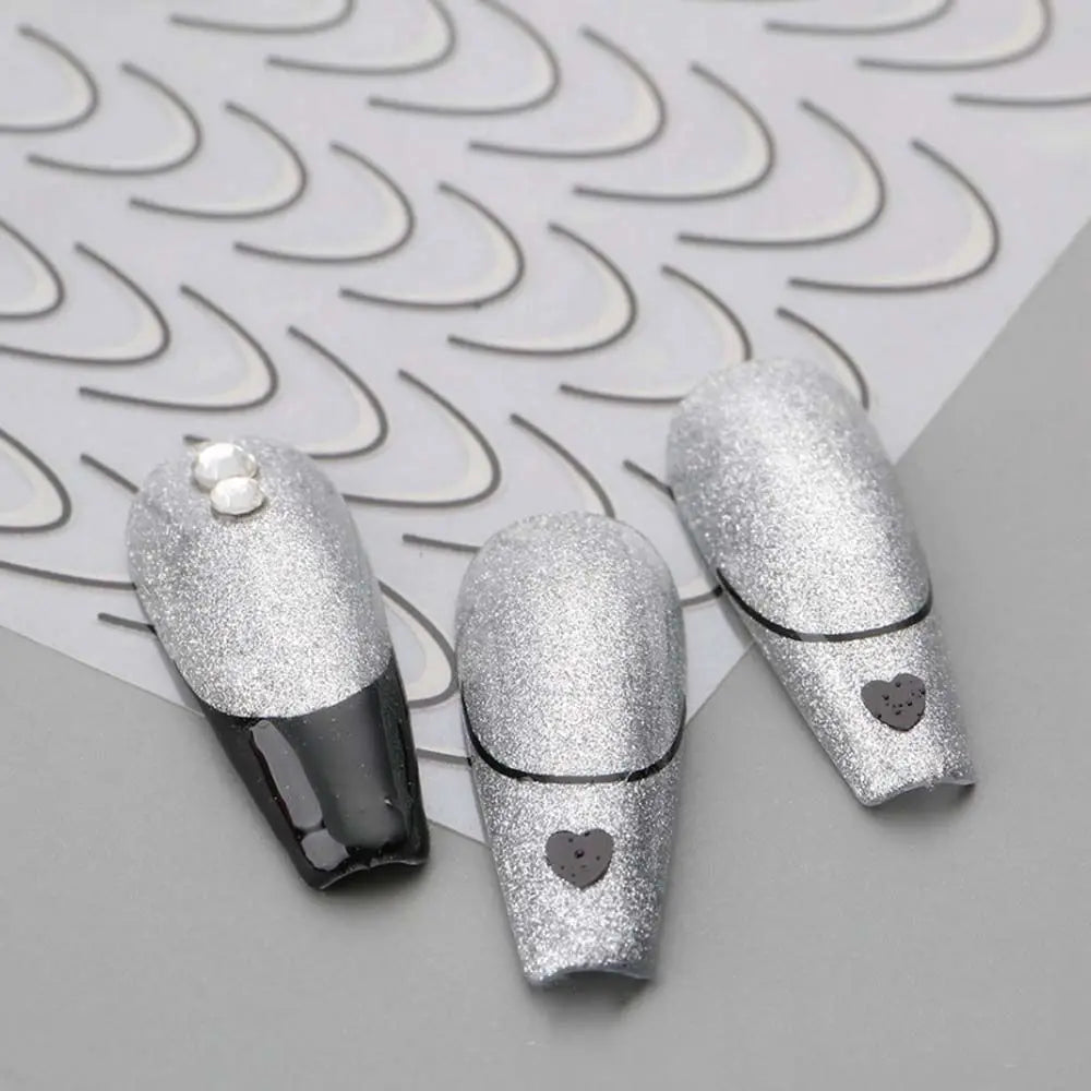 Foils French Style Nails Art Sliders Geometric Pattern Stripe Nails Decals Manicure 3D Lines Nail Sticker Nail Art Decoration